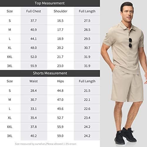 חולצת פולו של MOFIZ לגברים מכנסיים קצרים הגדר תלבושות קיץ קלות חליפת פולו שרוול קצר קל משקל לגברים 2