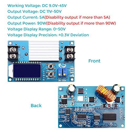WHDTS 5A Boost Converter LCD תצוגת LCD, DC 11V-50V שלב מעלה מודול אספקת חשמל מתאם Boost מתאם מתאם CVCC