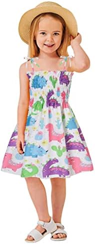 פעוט ילדה קיץ שמלת רצועת חמניות שמלות ללא משענת דינו פרפר תות שמלה קיצית גיל 2-7 שנים