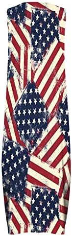 HCJKDU שמלות 4 ביולי לנשים יום העצמאות רופף V צוואר שמלת מקסי ללא שרוולים שמלת דגל אמריקאית שמלה עם