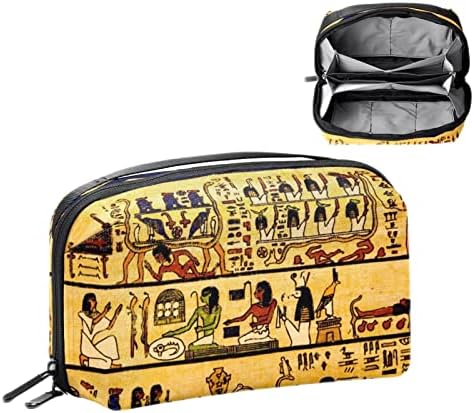 תיק איפור נסיעות תיק קוסמטי אטום למים שקיות איפור תיקי איפור לנשים ונערות, וינטג 'עתיק מצרים אתני השבט