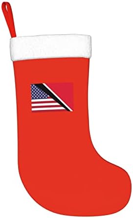 דגל ודגל אמריקאי של טרינידד וטובגו גרבי חג המולד, מתנות למסיבות חג חג המולד לקישוטי חג משפחתית 18 אינץ