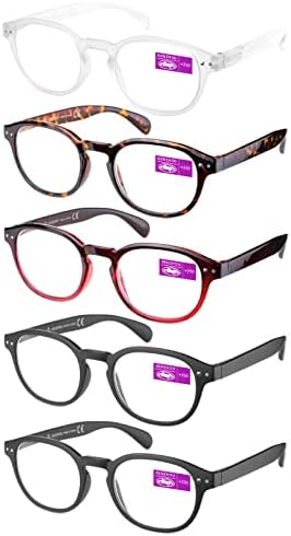 קריאת משקפיים 5 חבילה אנטי עין לחץ בעיניים יוניסקס משקפיים עם אביב צירים