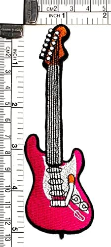 קליינפלוס 3 יחידות. ורוד גיטרה קריקטורה ברזל על תיקוני פעילויות רקום לוגו להלביש ג ' ינס מעילי כובעי