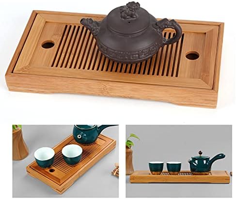 מגש תה Oumefar, 10.63x5.51x1.18 אינץ 'מגש תה סיני לקונגפו תה מתנה לתה למשרד ביתי, מסורתי בסגנון סיני