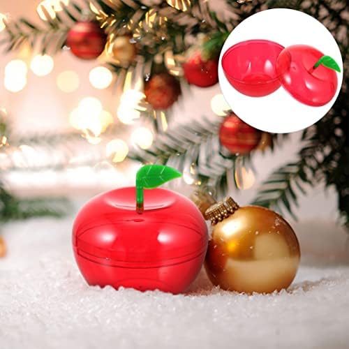 קבילוק חג המולד דקור 8 יחידות אדום תפוחים מיכל חג המולד סוכריות קופסות פלסטיק מתנדנד תפוחים דקורטיבי