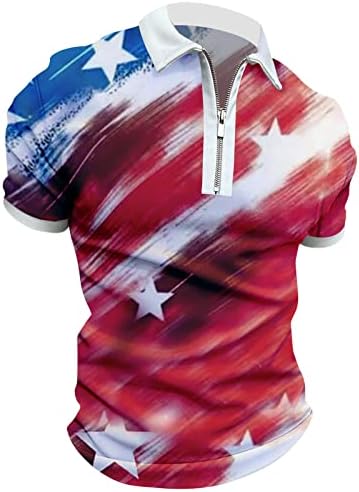 מיאשוי גליטר חולצה גברים גברים של אמריקאי דגל פטריוטית חולצה לגברים 4 של יולי שרירים להנמיך צווארון