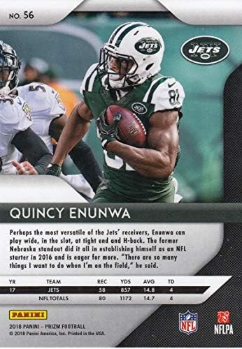2018 Panini Prizm כדורגל 56 Quincy Enunwa New York Jets כרטיס מסחר רשמי ב- NFL