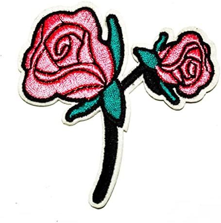 קלנפלוס ורוד ורדים פרחים יפים רקום ברזל על לתפור על תג עבור ג ' ינס מעילי תיק תרמילי חולצות מדבקות אפליקציות