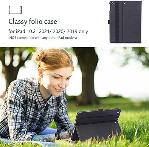 Procase iPad חדש 10.2 מקרה 9th 2021/8 2020/7 2019, פרימיום PU עור PU Stand Stand Folio Case עם רצועה