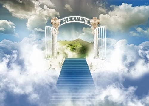 Beleco 9x6ft בד גן עדן תפאורת גן עדן גן עדן שער שמיים ענני מדרגות לגן עדן צילום תפאורה גן עדן נשלח באנר