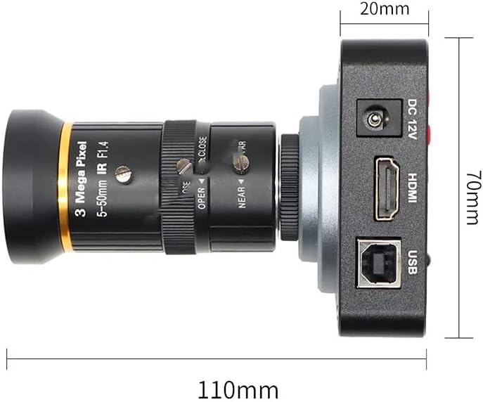 מיקרוסקופ מתאם 38 מגה פיקסל 1080 יו אס בי 1920 * 1080 60 יחידות לשנייה תעשיית הר מצלמה עם עדשת 5-50