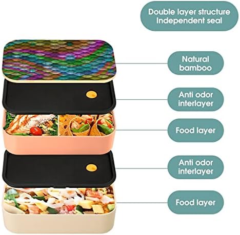קשקשים צבעוניים שכבה כפולה קופסת ארוחת צהריים בנטו עם מכשיר ארוחת צהריים לערימה כוללת 2 מכולות