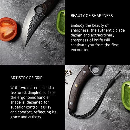 סכין קצבים של אלינקס סכין ויקינג מזויפת ביד, סכין מזויפת למטבח יפני 2 עם נדן לקצב בשר, סכיני שף בגודל