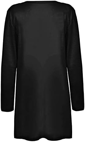 Cokuera ארוך קרדיגנים לנשים מעילי סתיו אופנה צבע אלגנטי בצבע אחיד קדמי פתוח בכיס רופף כיס שרוול ארוך