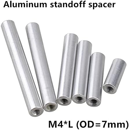צינור אלומיניום, 10 חתיכות M4 אלומיניום מוט אלומיניום עגול מרווח עגול Stud D = 7 ממ