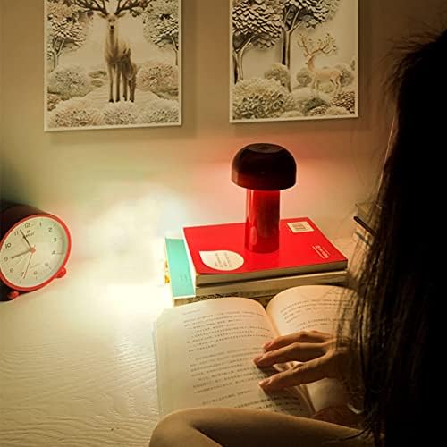 LED פטריות מנורת שולחן אלחוטית, מנורת מגע נטענת USB נטענת, מנורת קריאה מיטה ללא צעד של צעד עמעום מיטה