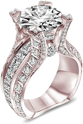 Aunyamanee תכשיטים אופנה נשים 18K ורד זהב מלא לבן טופז טבעת יום נישואין טבעת S Z6-10