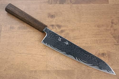 Seisuke nami aus10 סיום שיקוף דמשק גיאוטו סכין יפני 210 ממ ידית אלון