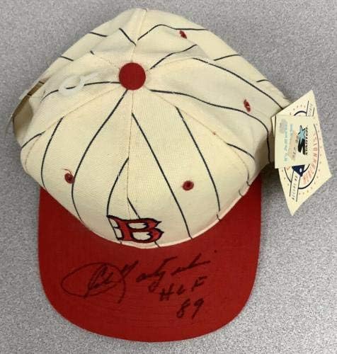 קרל יסטרזמסקי חתום על כובע בייסבול Red Sox MVP כל כפפת הזהב הכוכבים HOF 89 JSA - כובעי חתימה