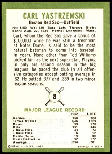 1963 Fleer 8 Carl Yastrzemski Boston Red Sox NM/MT+ Red Sox