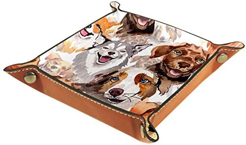 Lyetny ציור כלבים מארגן מגש אחסון קופסת מיטה מיטה קאדי שולחן עבודה מגש החלפת ארנק מפתח ארנק קופסת מטבעות