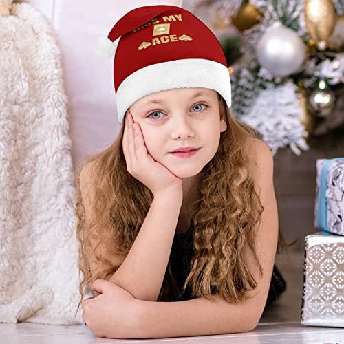 נשיקה שלי אייס פוקר קטיפה חג המולד כובע שובב ונחמד סנטה כובעי עם קטיפה ברים ונוחות אוניית חג המולד קישוט