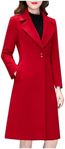PRDECEXLU מעילי בית-בית נשים חורף שרוול ארוך זקן מעיל טוויד ארוך מעיל מוצק V-NECT כפתור מגניב מעילים
