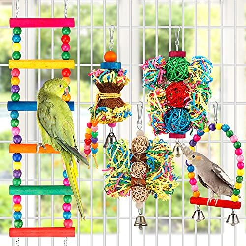 צעצועים של Parakeet Parakeet Groaging Toysing צעצועים תוכי כלוב אביזרים תלויים צעצועים ציפורים סולם