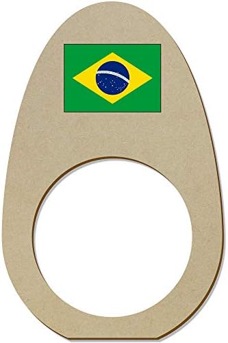 Azeeda 5 x 'דגל ברזיל' טבעות מפיות מעץ