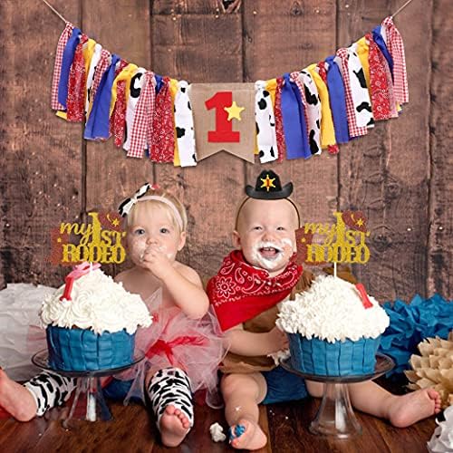 וודי וג'סי יום הולדת ראשון כרזת הכסאות לכסאות לתינוקות - קישוטים למסיבות מערביות, כרז