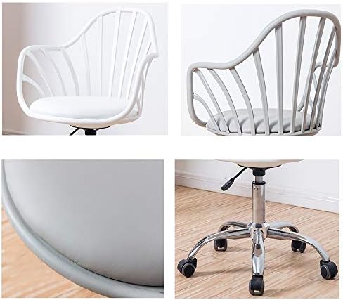 ספה כיסא מסתובב כיסא-עם עור כיסא פנים וציפוי 5 כוכבים רגליים בית משרד יכול להרים 83-96 סמ מסתובב כיסא-אפור,