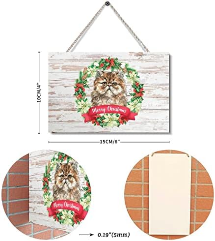 דלת כניסה לחג המולד חתול חתול חג המולד הולי זר רטרו עץ שלט עץ לחג המולד קישוטים לתלייה לחגון לסלון מרפסת