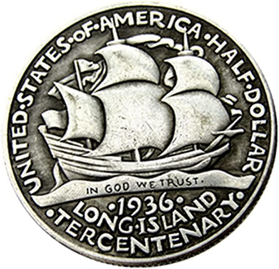 מטבע זיכרון של חצי דולר ארהב 1936 רבייה זרה ארוכה מצופה כסף
