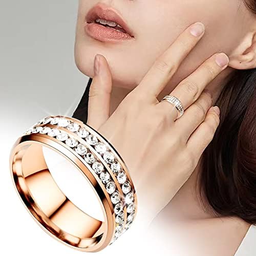 2023 חדש טיטניום פלדה כפול יהלומי טבעת קוריאני סגנון אופנה נירוסטה יהלומי זוג טבעת רגוע טבעת נשים