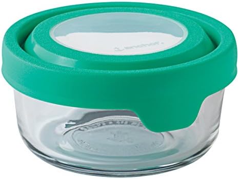 עוגן הוקינג אמיתי 2 - כוס עגול זכוכית מזון אחסון מיכל עם מכסה אטום, מנטה ירוק, סט של 1