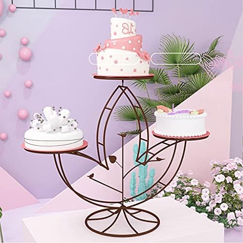 דוכן עוגת ברזל יצוק יצירתי רב שכבתי עוגת מתלה חתונה יום הולדת קינוח מתלה שלוש קומות חלון אבזרי תצוגת