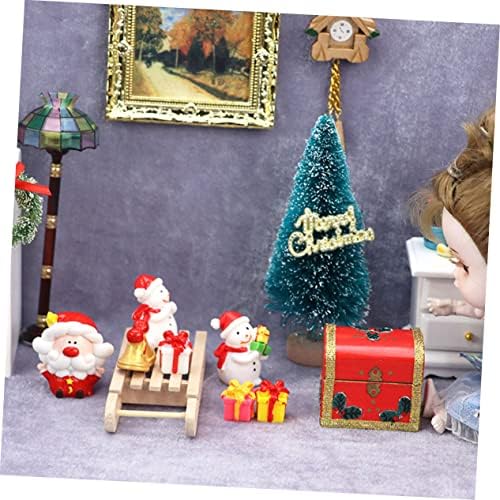 IBASENICE 1 סט מיני חג מולד סט עץ אורן מיניאטורי עץ חג המולד קישוט מיניאטורי שלג דגם חג המולד מיניאטורי