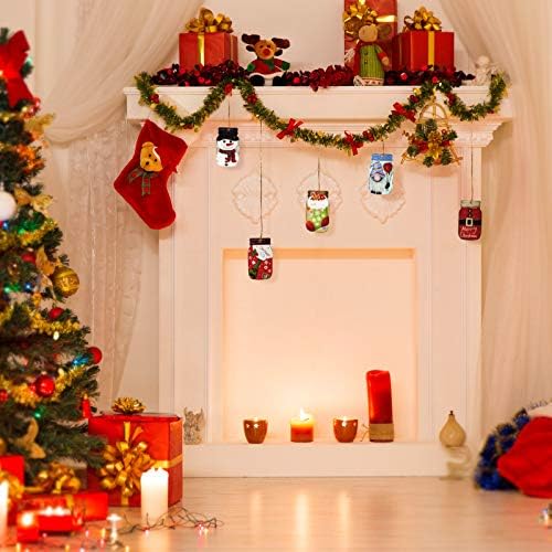 Jetec 24 חתיכות קישוטי עץ חג המולד מעץ צנצנת עץ בצורת עץ בצורת חג המולד פרוסות תליונים תליונים קישוטים