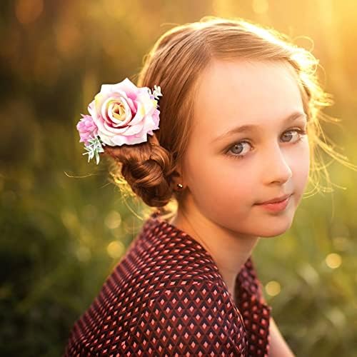 מסרק שיער של פרחי Lariau לבנות סימולציה חמודה סיכת שיער פרחונית לילדים להלבש אביזרי שיער לביצועי במה