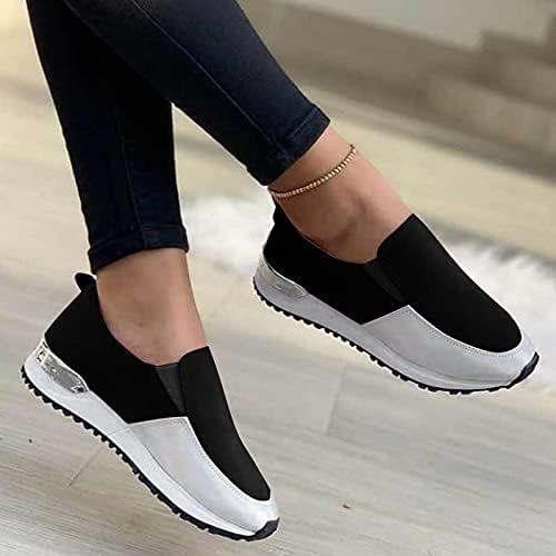 החלקה אופנה על נעלי ספורט לנשים Wedge White Black Stlealtic נעלי כף רגל בצבע בוהן חוסמת אופנה רווקה