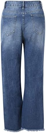 מכנסי ג'ינס ברגליים ישרות לנשים מזדמנים רופפות אמצע מותן אמצע המותניים המשיכה באורך קרסול בג'ינס 2023