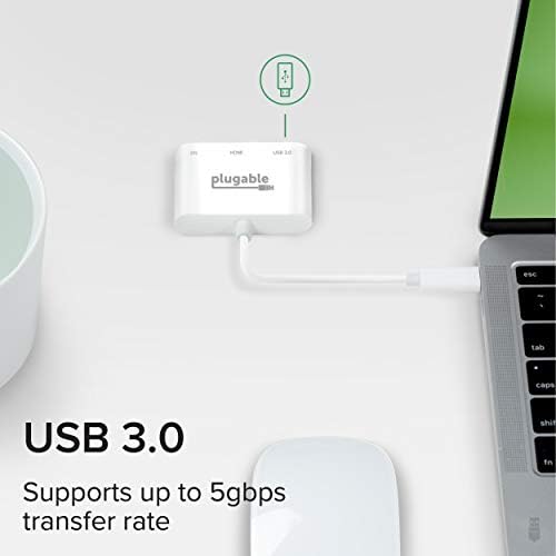 Dock USB C Mini ניתן לחיבור עם HDMI, USB 3.0 וטעינה עוברת תואמת לתואם לשנת 2018 iPad Pro, 2018 MacBook