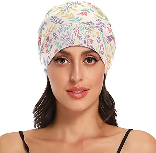 כובע עבודה של כובע שינה כפפות מכונסת עלים צבעוניים פרחים פרחוניים לנשים לעטוף לילה בגדי שיער