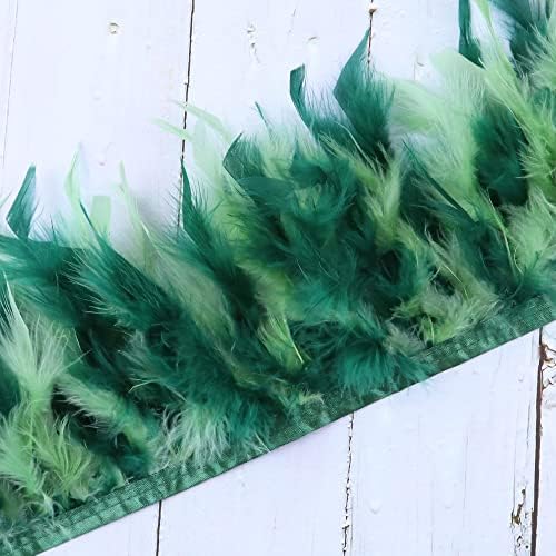 7 ירוק ססגוניות טורקיה נוצות עבור מלאכות רוחב 4-6 סנטימטרים חצאית קישוט קרפט צבעוני נוצת שוליים לקצץ
