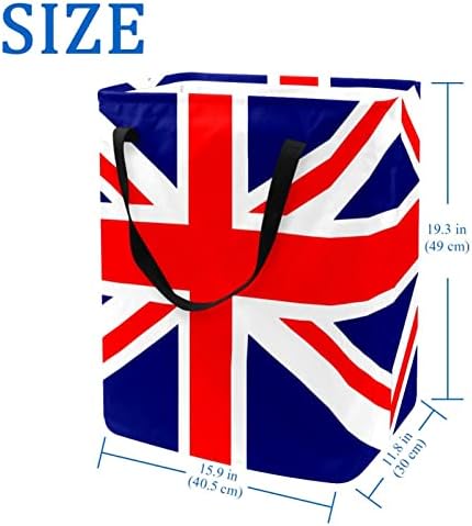 הדפסת דגל בריטי בבריטניה סל כביסה מתקפל, סלי כביסה עמידים למים 60 ליטר אחסון צעצועי כביסה לחדר שינה