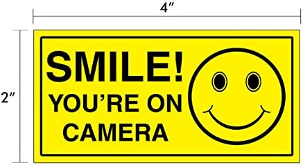 חיוך שאתה על מדבקות מצלמה חבילה 6 x6 & 2 x4 דבק עצמי עמיד 4 מיל ויניל - למינציה - דהייה ועמידה בשריטות