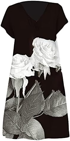 נשים של קיץ מקרית שמלות חולצת טי שמלות קצר שרוול טוניקת בוהו חוף שמלה