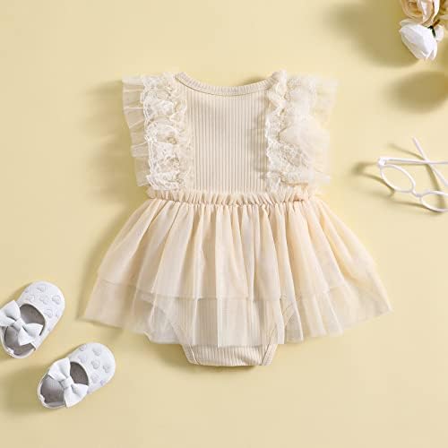 תינוקת תינוקת תינוקות תלבושות קיץ שמלה ללא שרוולים תחרה רומפר טוטו אונסי סרבל סרבל גב אחורי