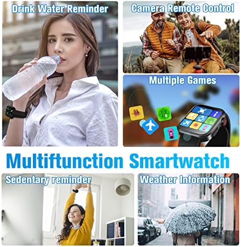 שעון חכם לטלפונים של iOS ו- Android, 1.81 '' מסך מגע מלא שעוני Bluetooth עבור נשים גברים, שעונים חכמים